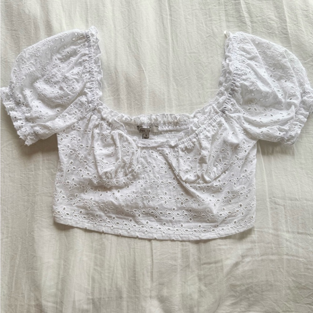 White Eyelet Puff Sleeve Top